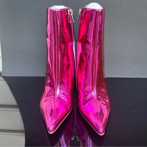 The Drop Metallic Hot Pink Y2K Ankle Boots Size 7 - Picture 3 of 11